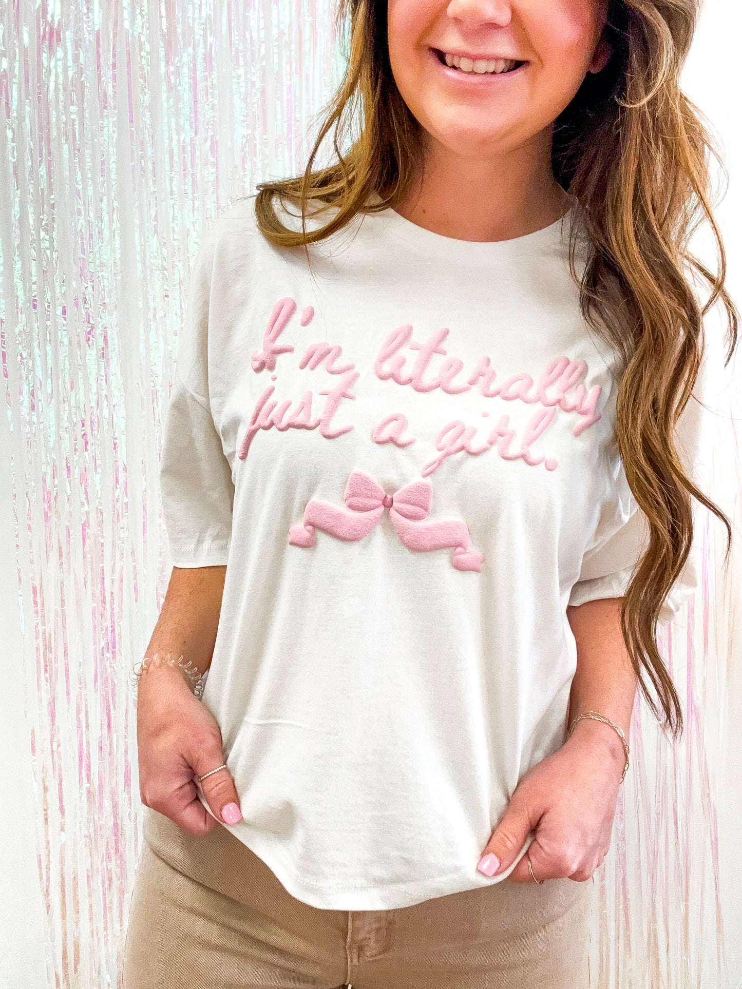 I’m Litterally Just A Girl Puff Cropped Tee - The Tool Store