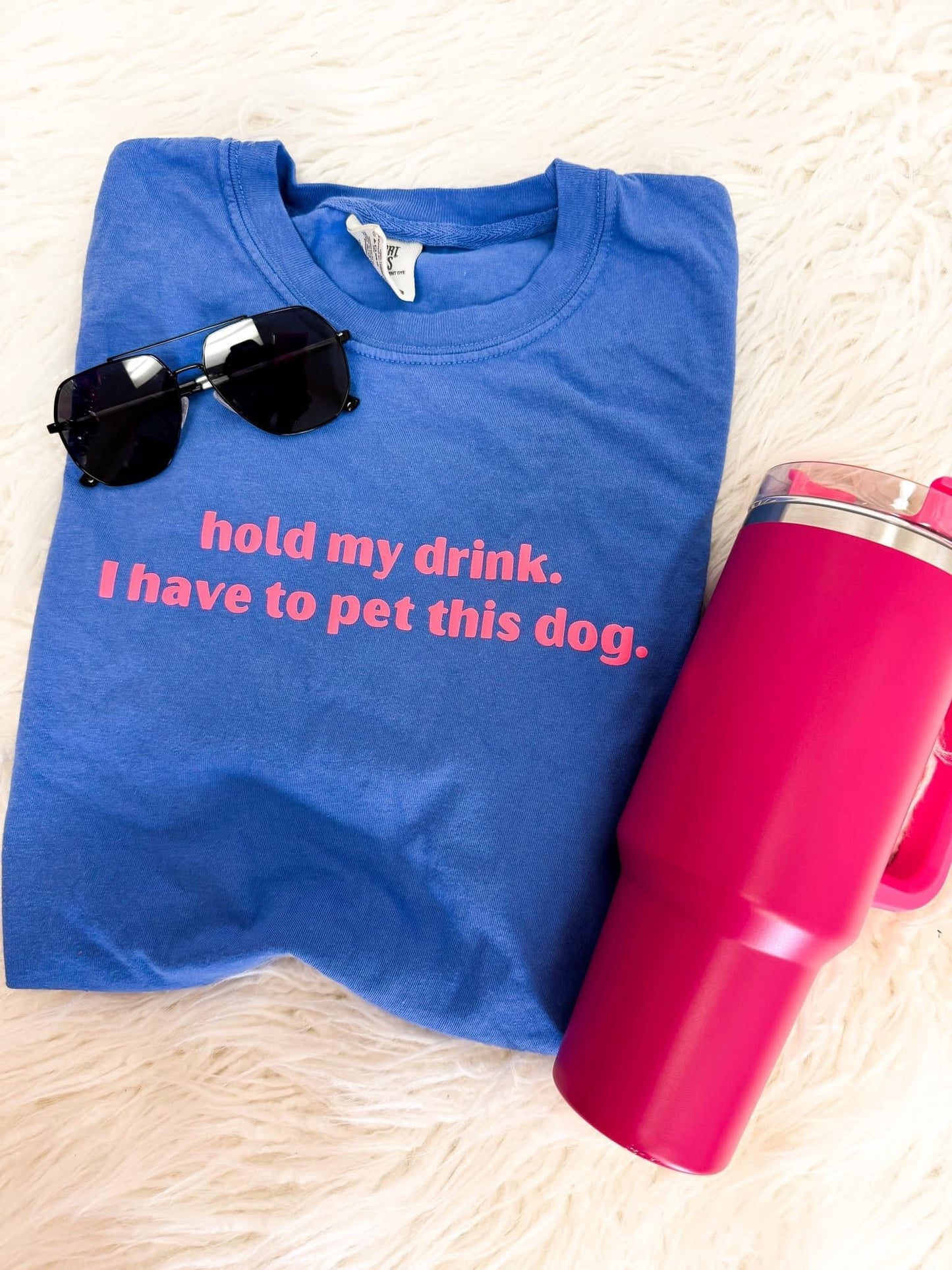 Hold My Drink I Have To Pet This Dog Tee - The Tool Store