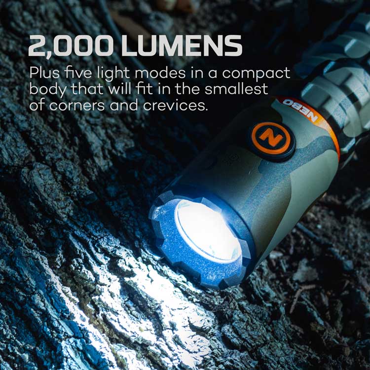 NEBO TORCHY 2K RECHARGEABLE POCKET FLASHLIGHT 2000 Lumens- MOSSYOAK BOTTOMLAND - The Tool Store