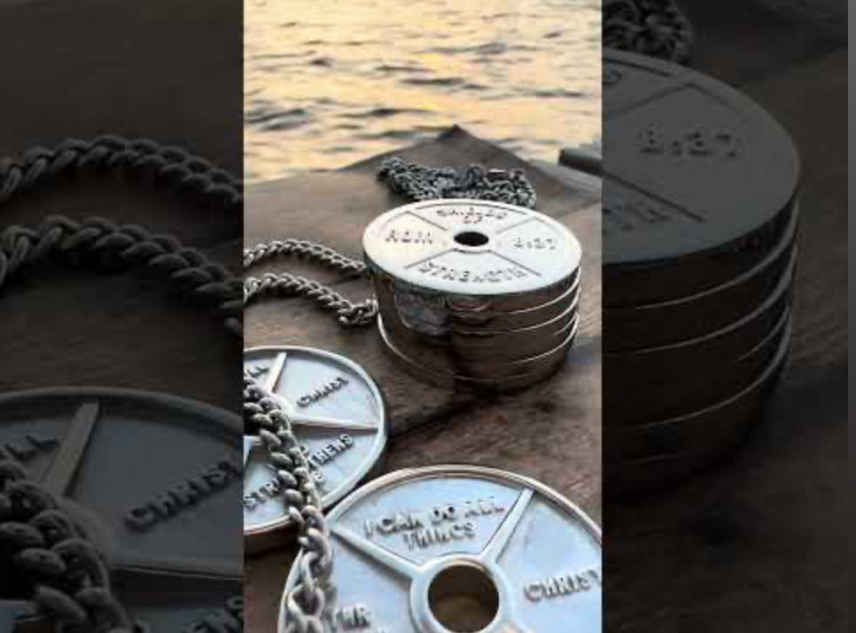 Shields of Strength Men's High Relief Weight Plate Necklace - Phil 4:13 - The Tool Store