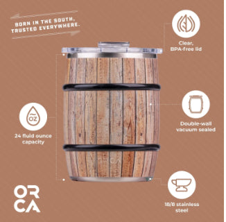 ORCA DOUBLE BARREL™ 24OZ WHITE OAK WOOD GRAIN - The Tool Store