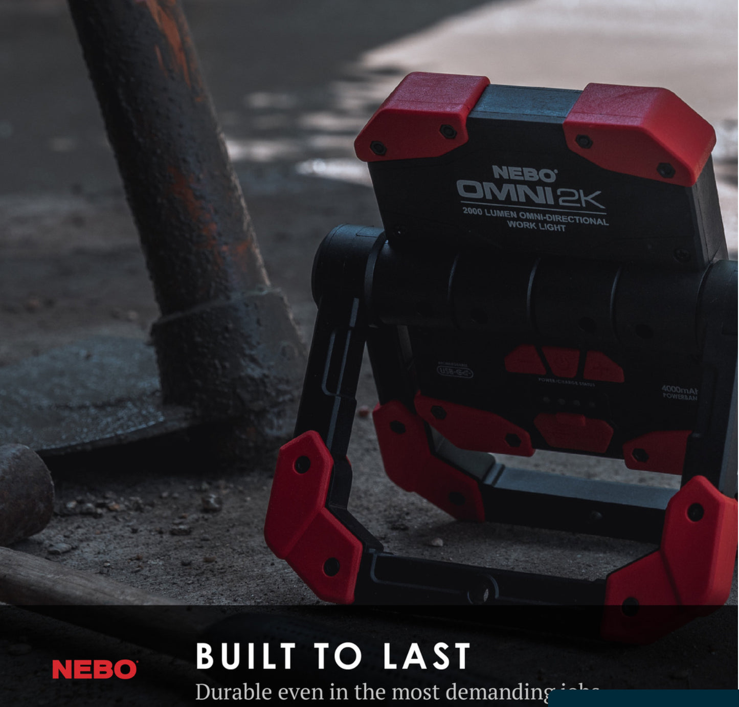 Nebo Omni 2K WORK LIGHT 2,000 Lumen Multi-Directional USB-C Rechargeable Work Light - The Tool Store