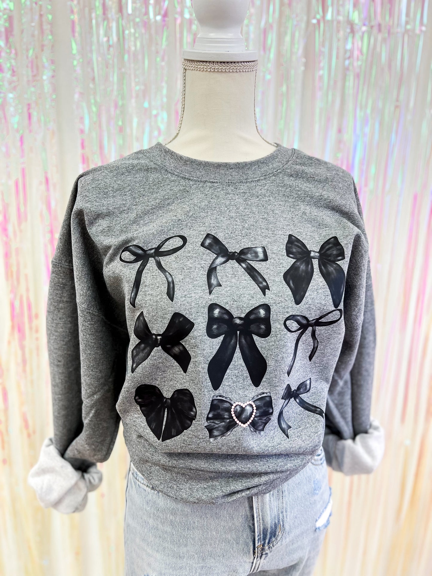 Black Preppy Bow Sweatshirt - The Tool Store