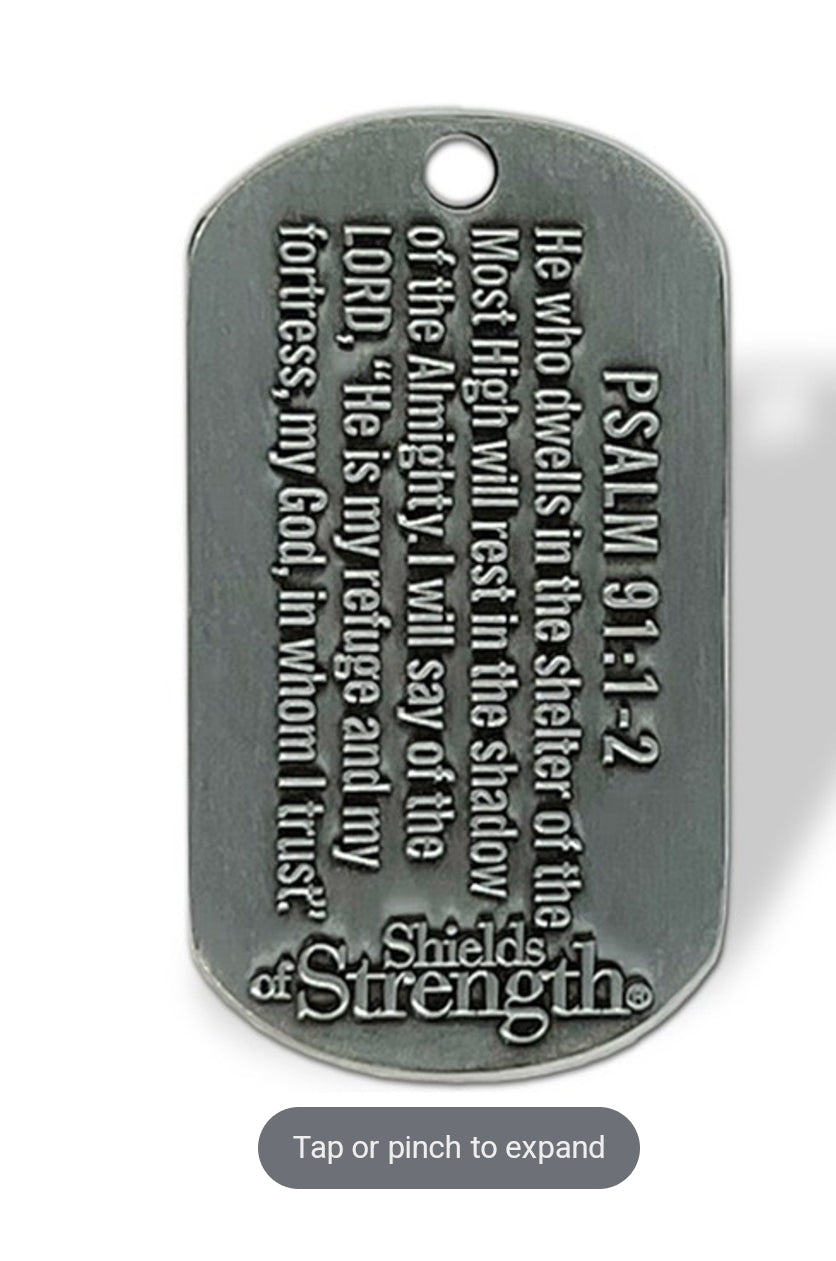 Psalm 91:1-2/Joshua 1:9-Antique Finish Dog Tag Necklace - The Tool Store