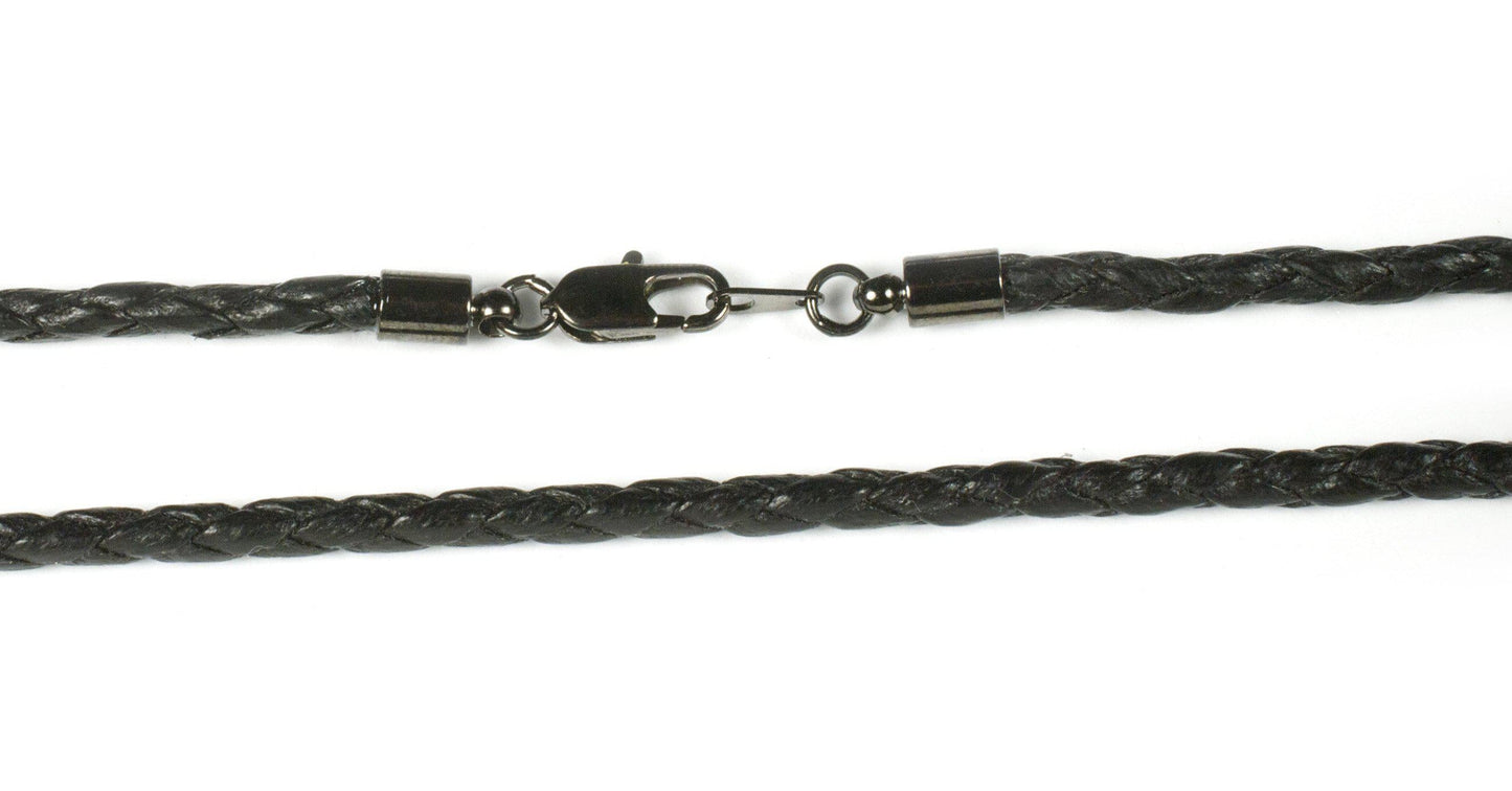 3mm Black Braided Cotton Cord with Hematite Finish Ends - The Tool Store