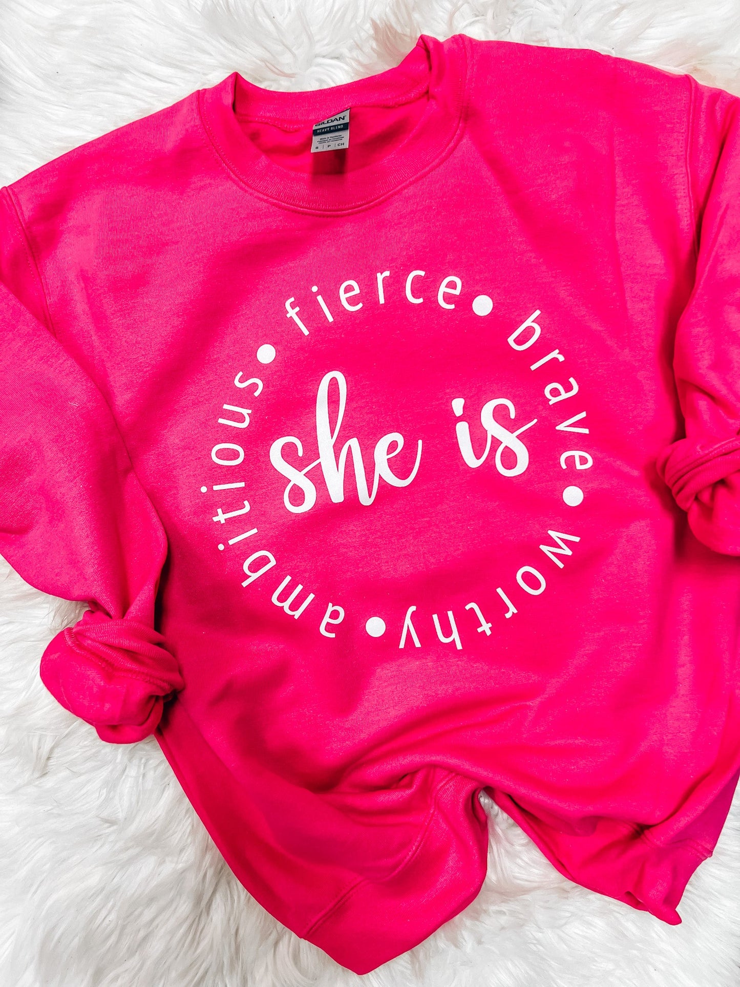 She Is Hot Pink Sweatshirt - The Tool Store