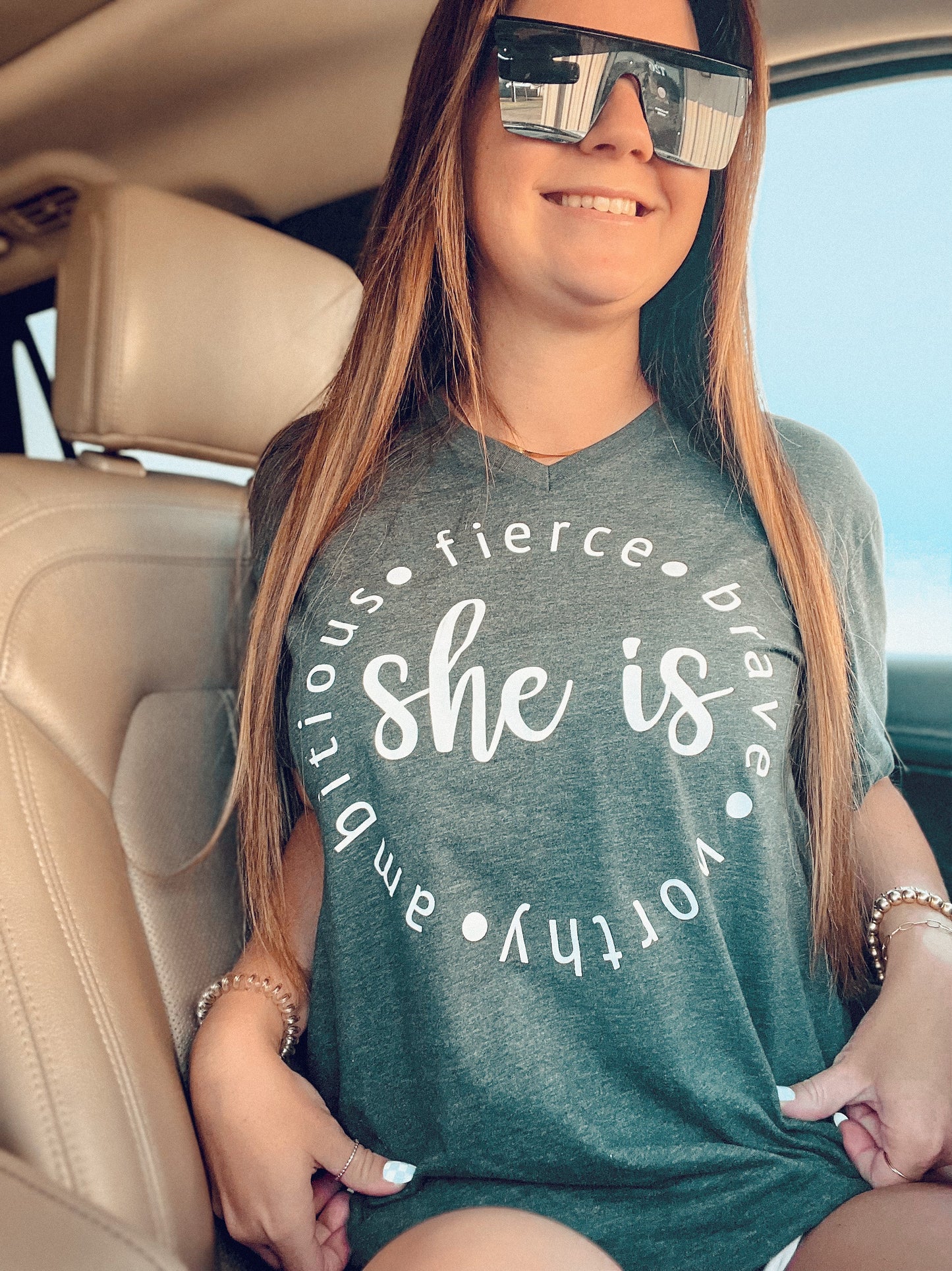 She Is Dark Grey Graphic Tee - The Tool Store