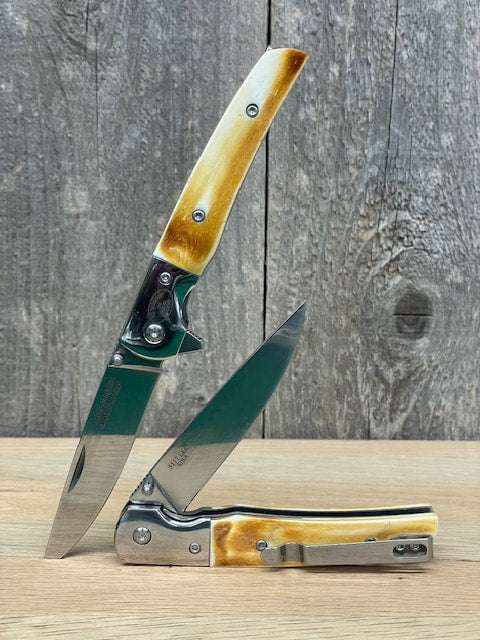 Moore Makers #5117LLC - TORCHED BONE EASY OPEN LINER LOCK CLIP KNIFE - 4-1/8" - The Tool Store