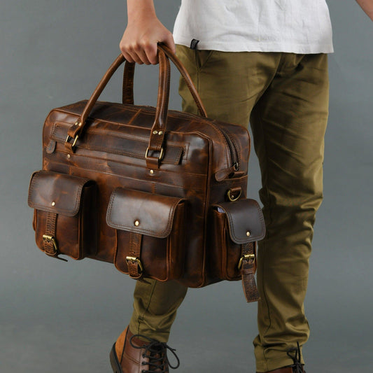 Finn Handcrafted Buffalo Leather Laptop Briefcase - The Tool Store