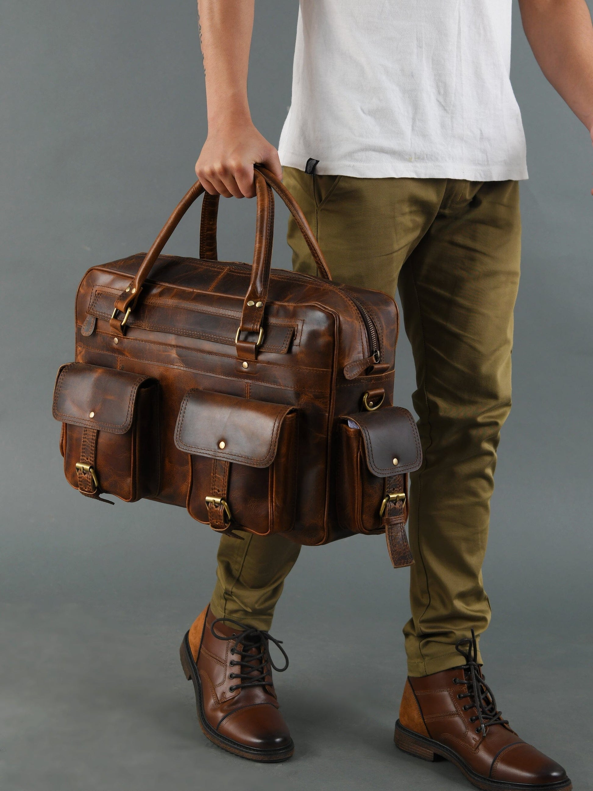 Finn Handcrafted Buffalo Leather Laptop Briefcase - The Tool Store