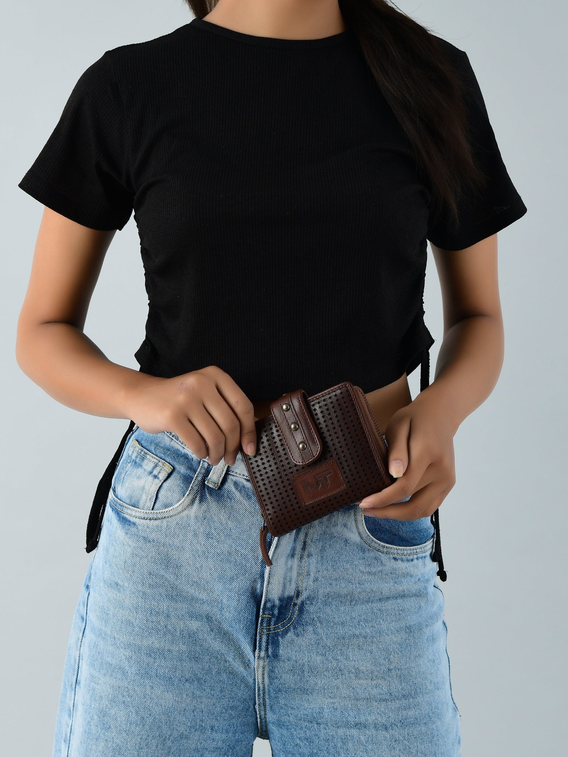 Textured Women's Bifold Wallet- Dark Brown - The Tool Store