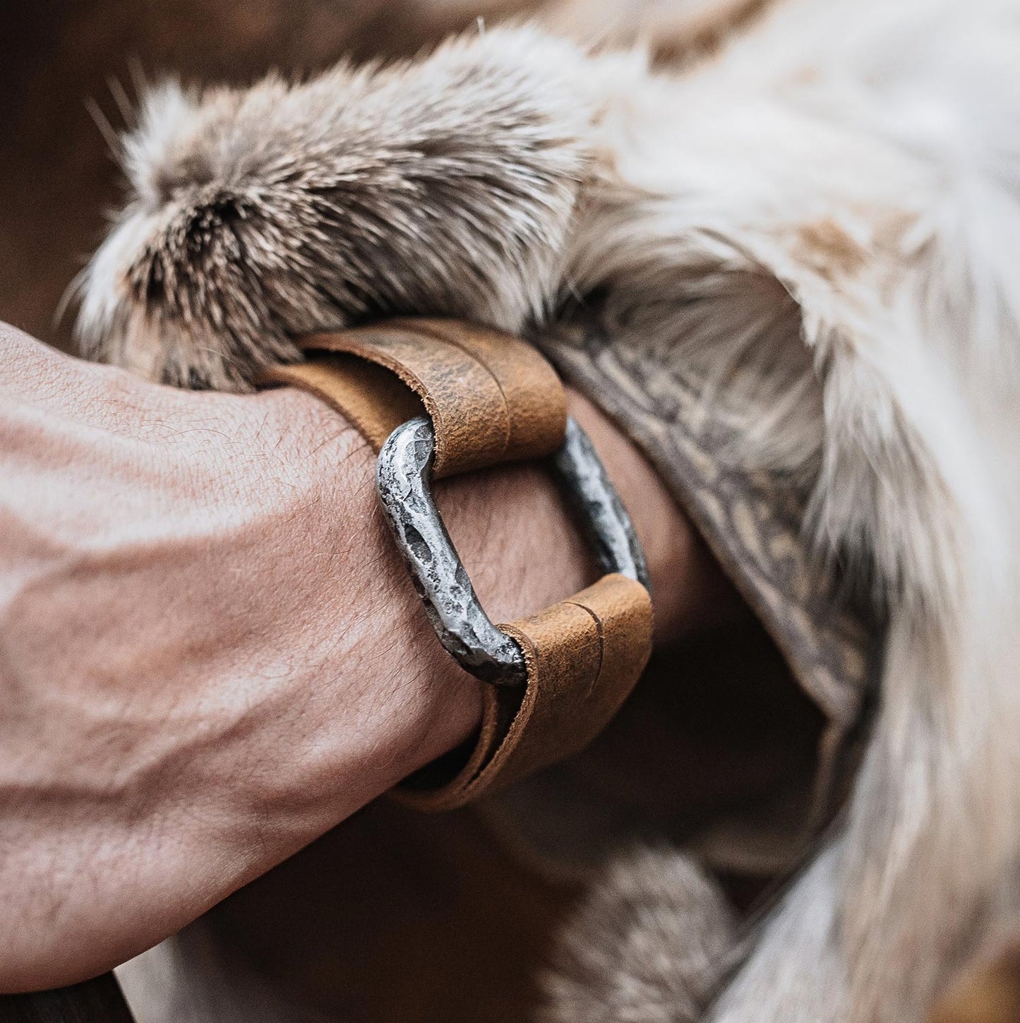 Iron Bracelet with Leather Strap - The Tool Store