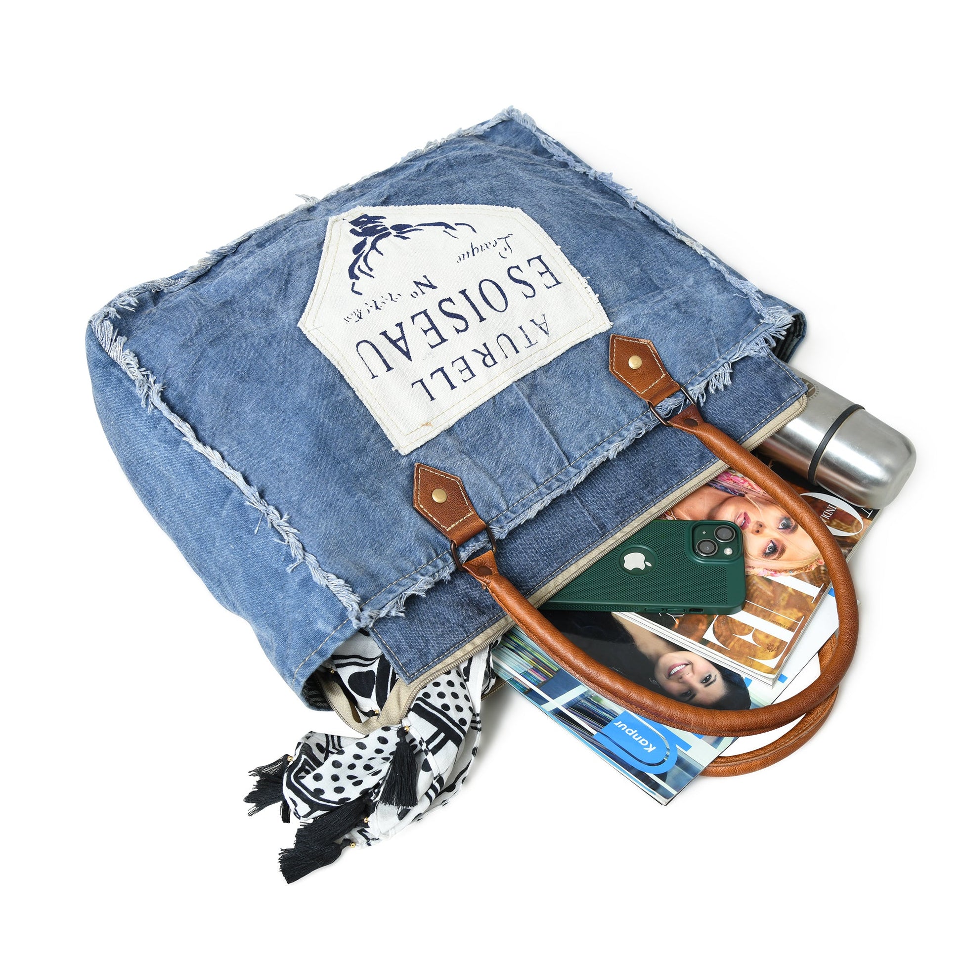 Denim Boho Chic Canvas Shoulder Bag - The Tool Store