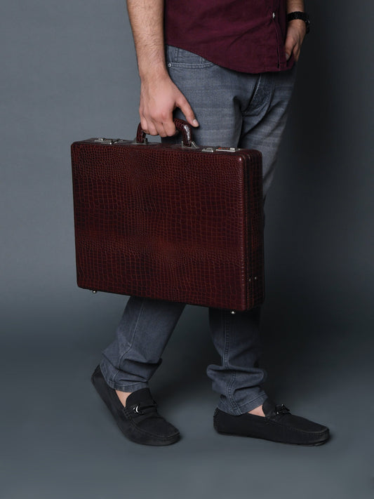 Executive Croco Leather Briefcase/Suitcase - The Tool Store