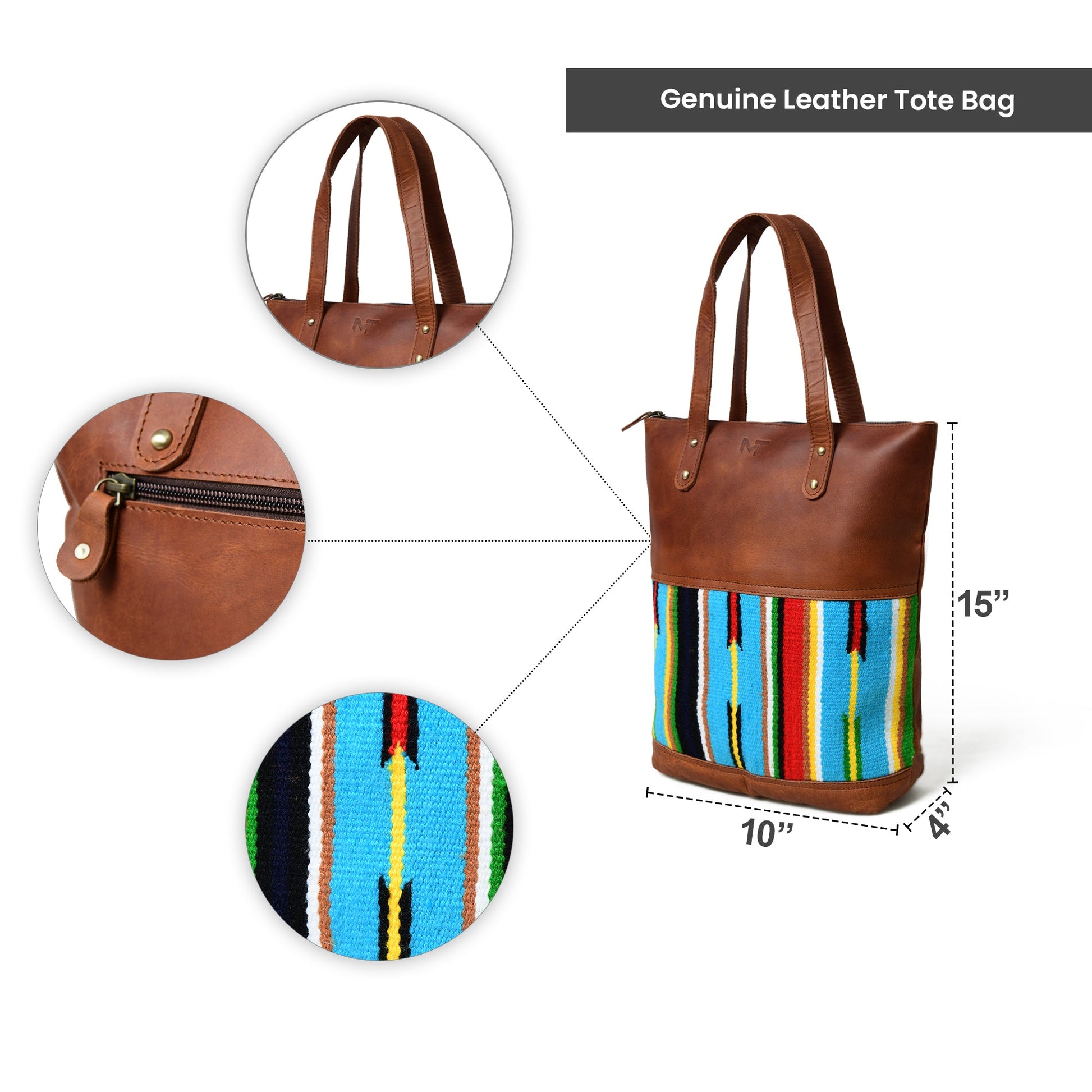 Multicoloured Leather Tote Bag - The Tool Store