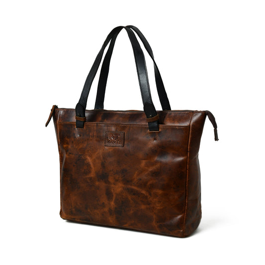 Portland Leather Tote with Zipper - The Tool Store