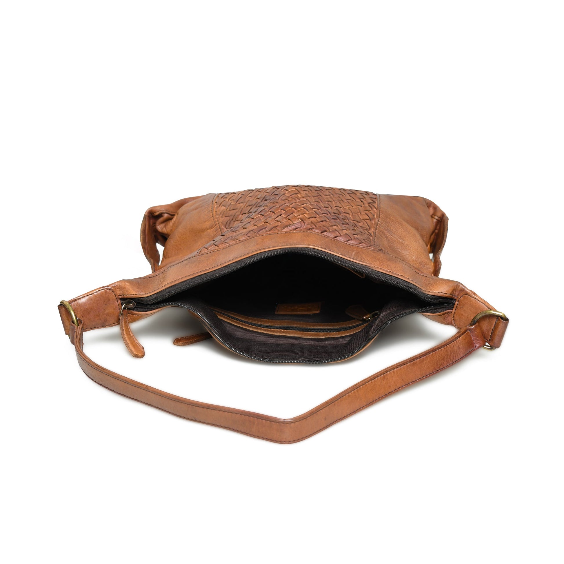 Textured Leather Shoulder Sling, Brown - The Tool Store