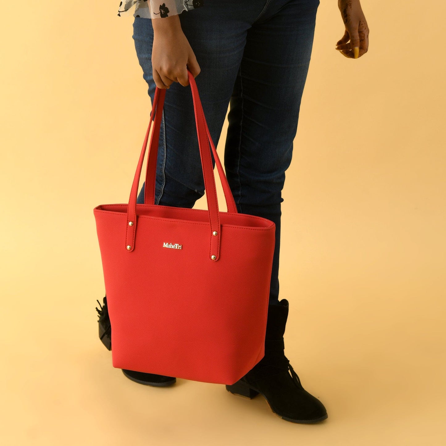 Era Vegan Leather Tote - Coral Red - The Tool Store