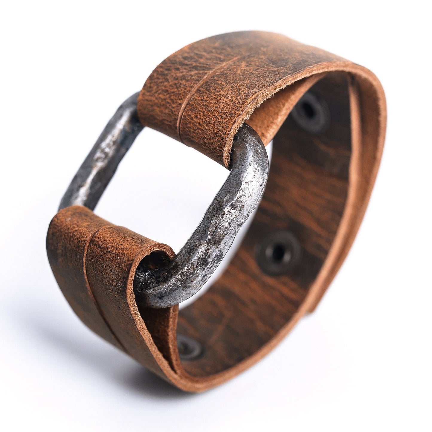 Iron Bracelet with Leather Strap - The Tool Store