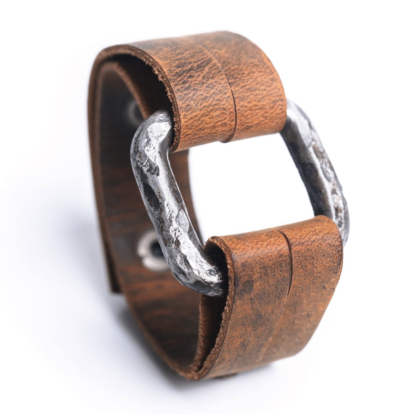 Iron Bracelet with Leather Strap - The Tool Store