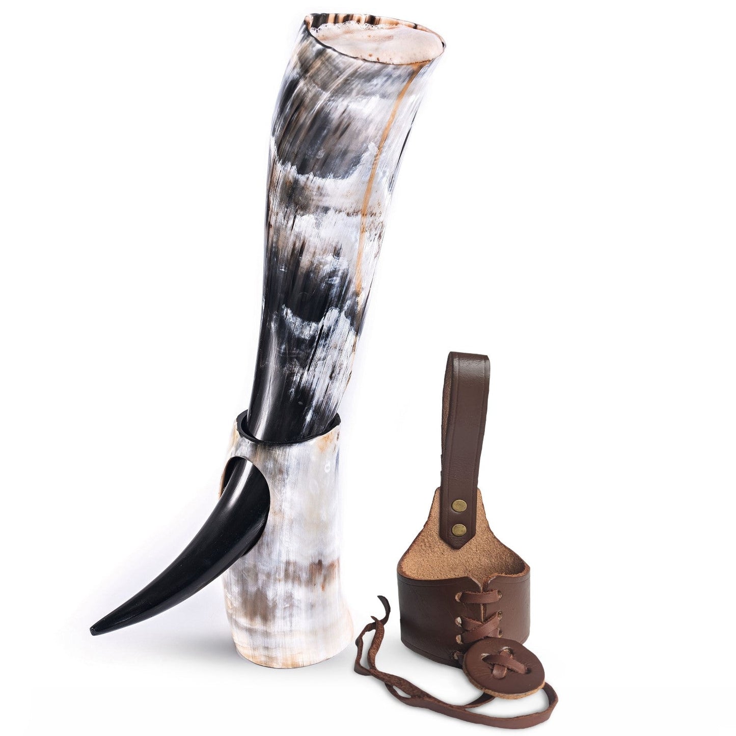 Curved Drinking Horn Bundle with Stand & Holster - The Tool Store