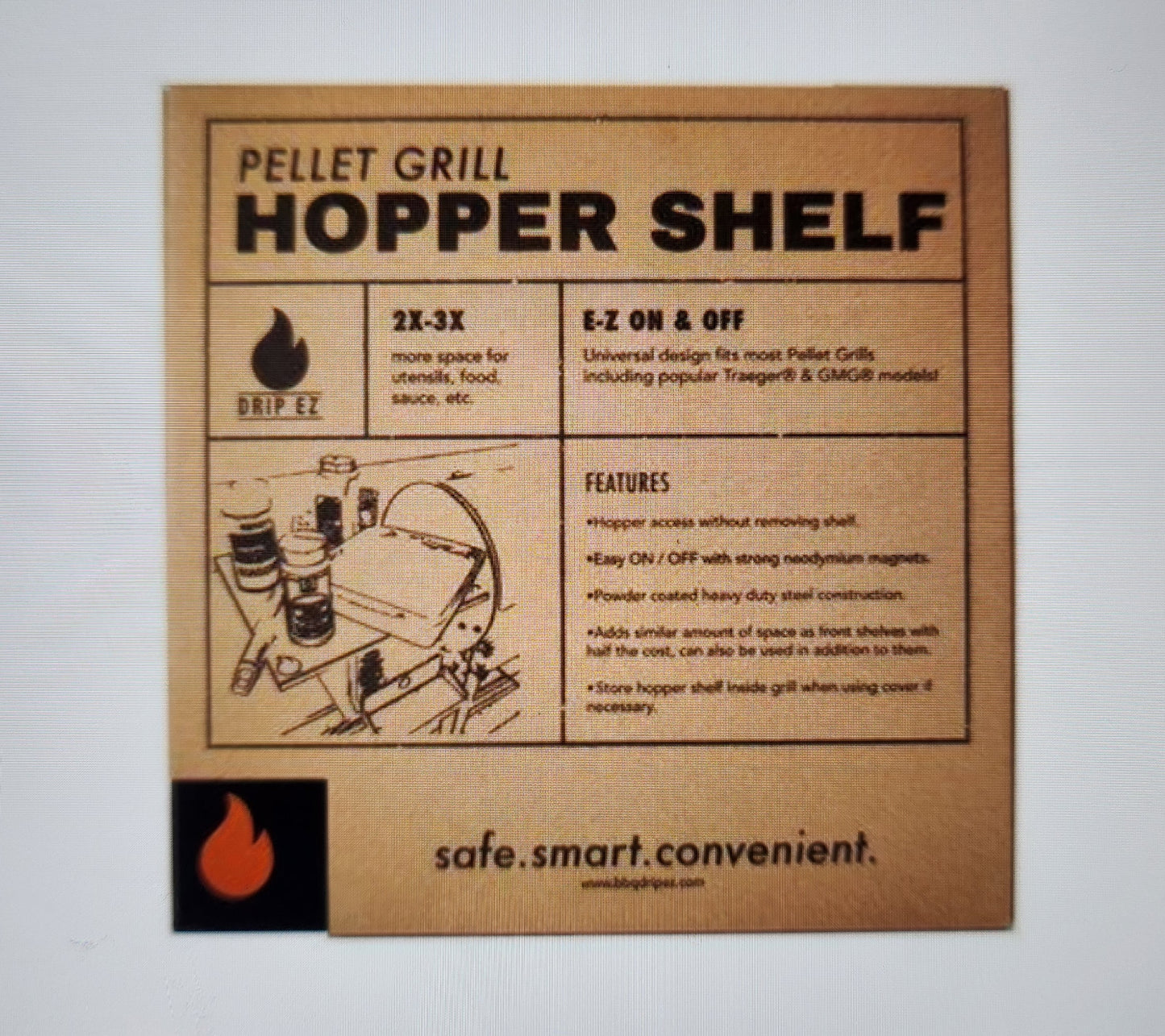 Drip EZ Pellet Grill Magnetic Hopper Shelf - The Tool Store