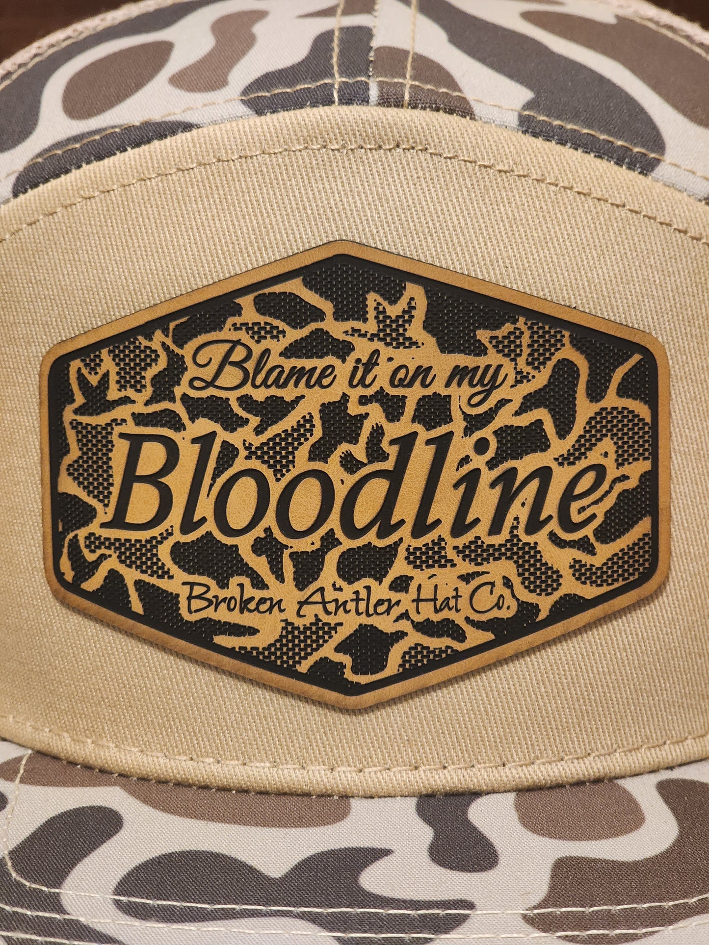Broken Antler Hat Co- Blame It On My Bloodline Duck Camo Patch - The Tool Store