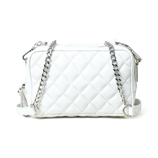 Mini Quilted Crossbody Bag, White - The Tool Store