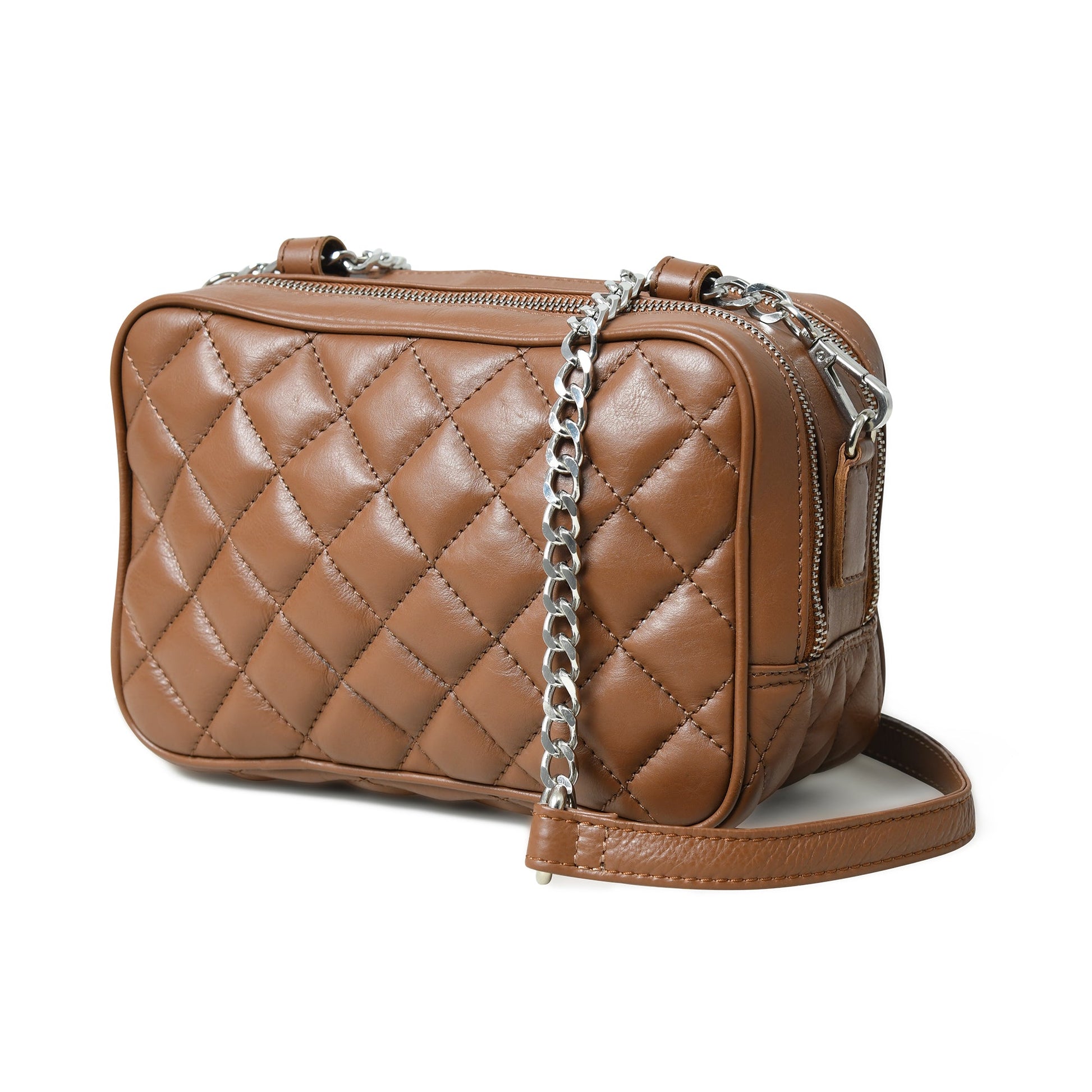 Mini Quilted Crossbody Bag, Rich Brown - The Tool Store