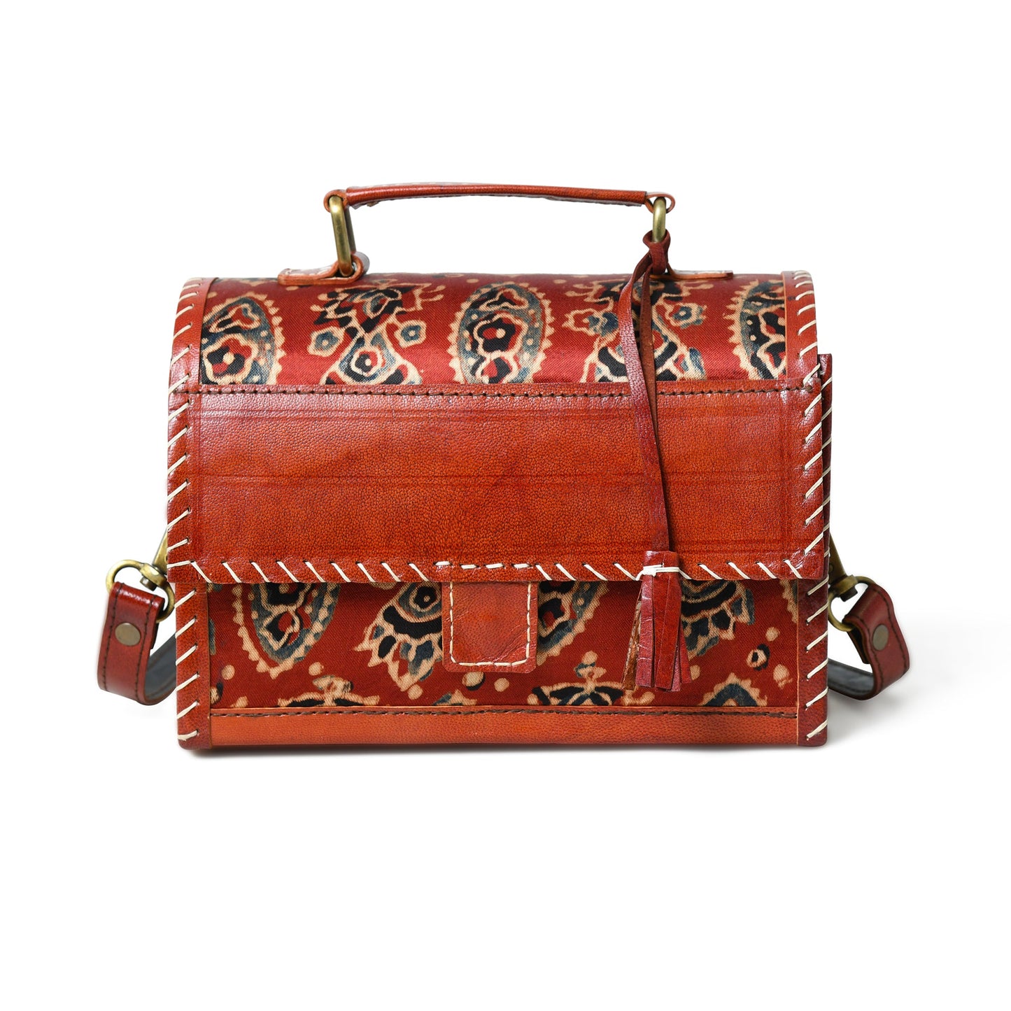 Maroon Mystique Ajrakh Satchel Purse - The Tool Store