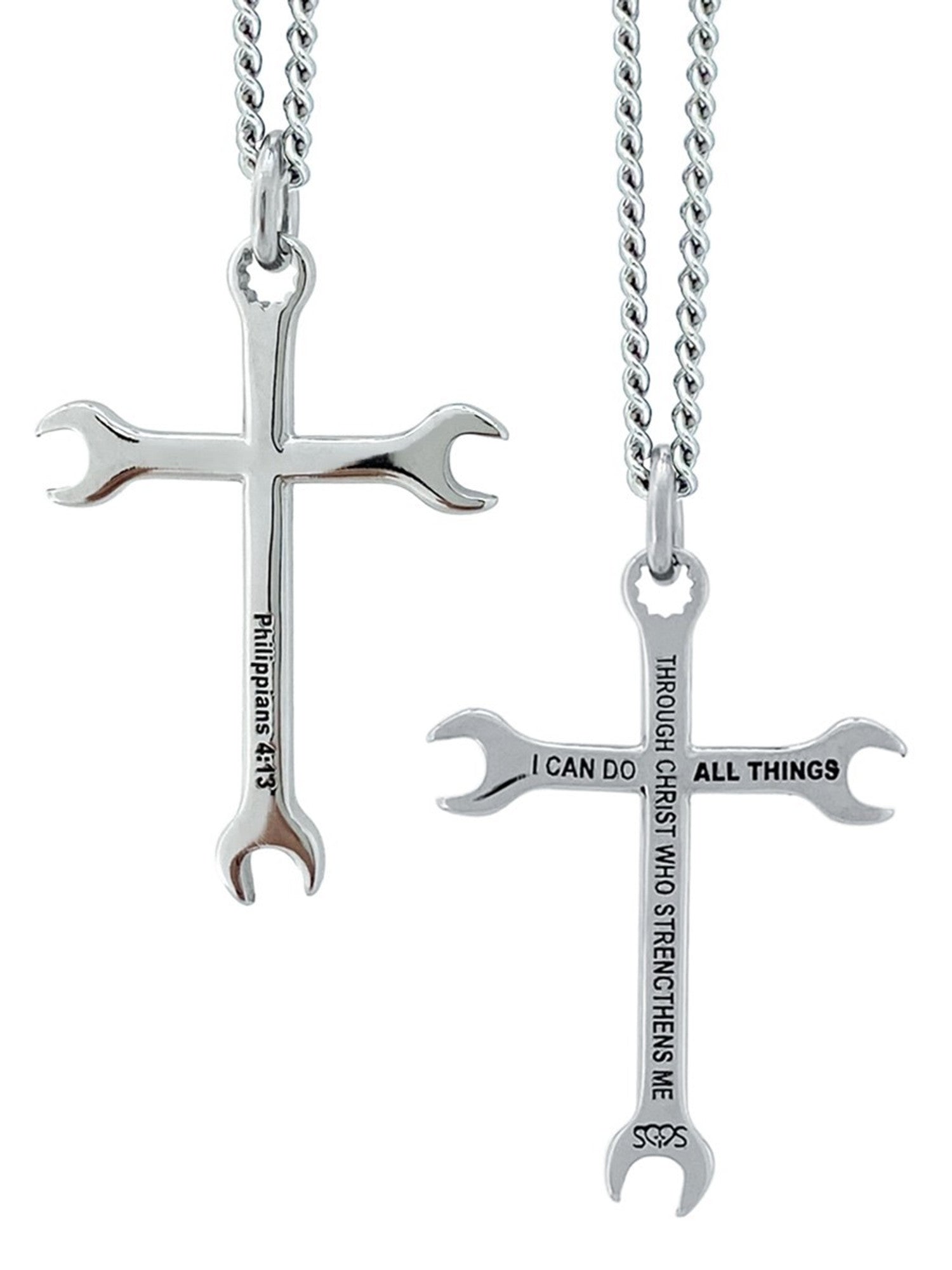 Shields of Strength-Stainless Steel Men's Wrench Cross Pendant Necklace - The Tool Store