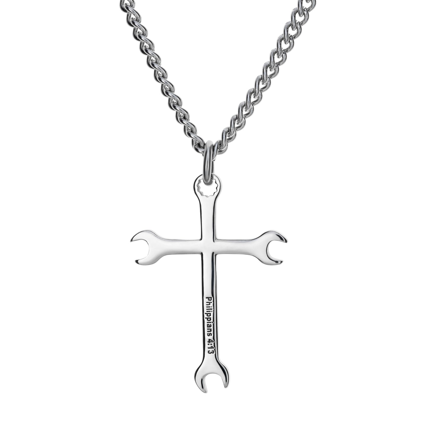 Shields of Strength-Stainless Steel Men's Wrench Cross Pendant Necklace - The Tool Store