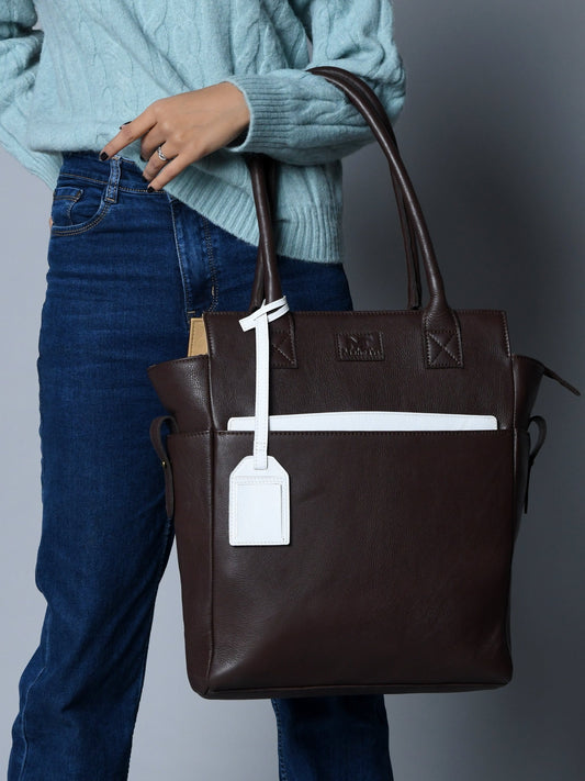 Chestnut Charm Brown Leather Tote - The Tool Store