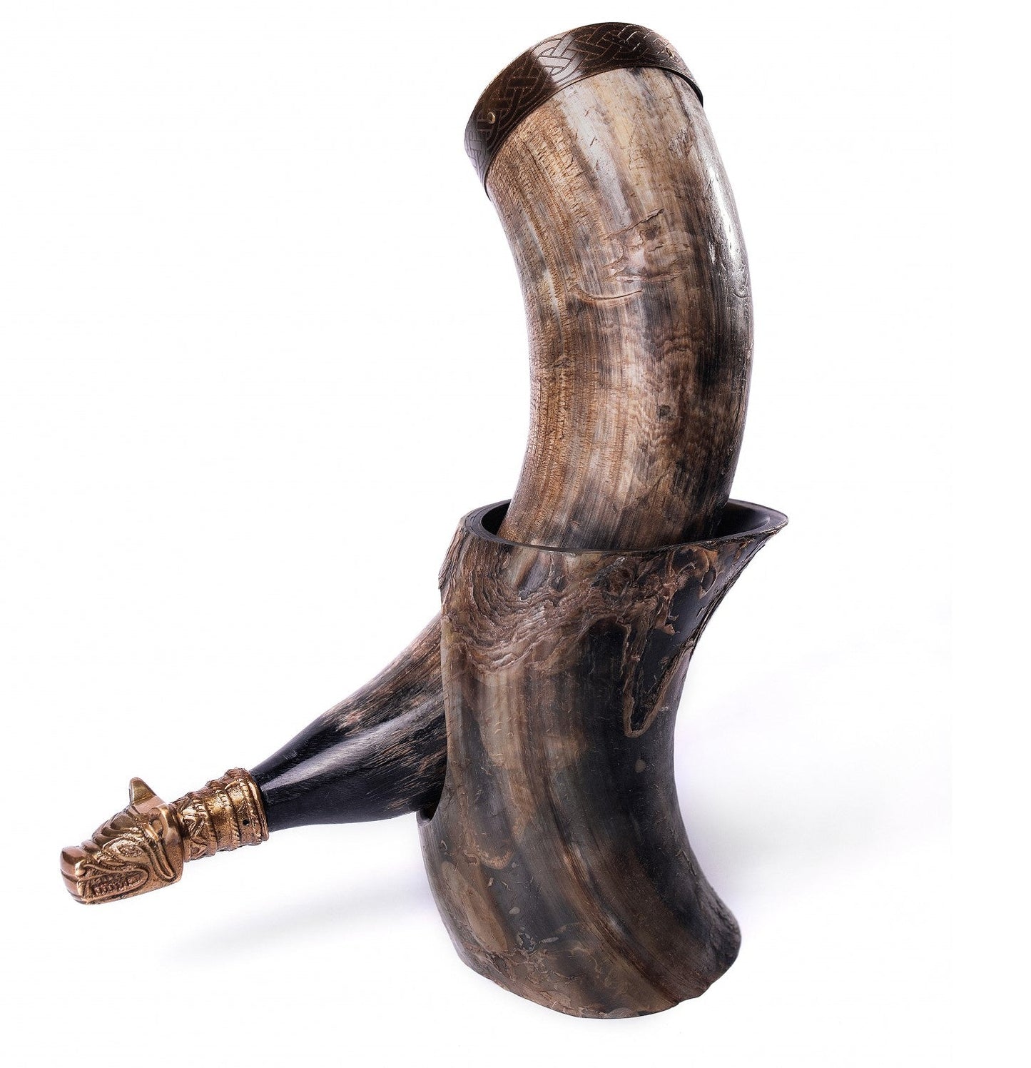 Curved Drinking Horn Bundle with Stand & Holster - The Tool Store