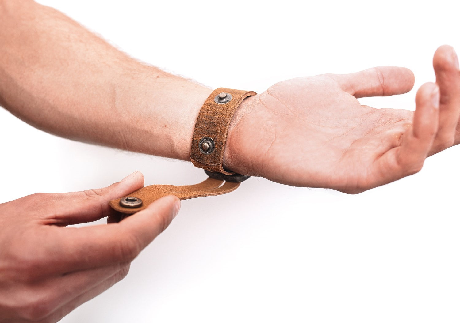 Iron Bracelet with Leather Strap - The Tool Store