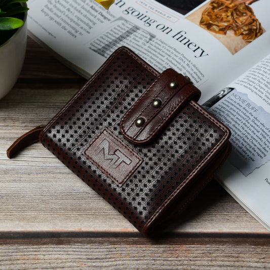 Textured Women's Bifold Wallet- Dark Brown - The Tool Store