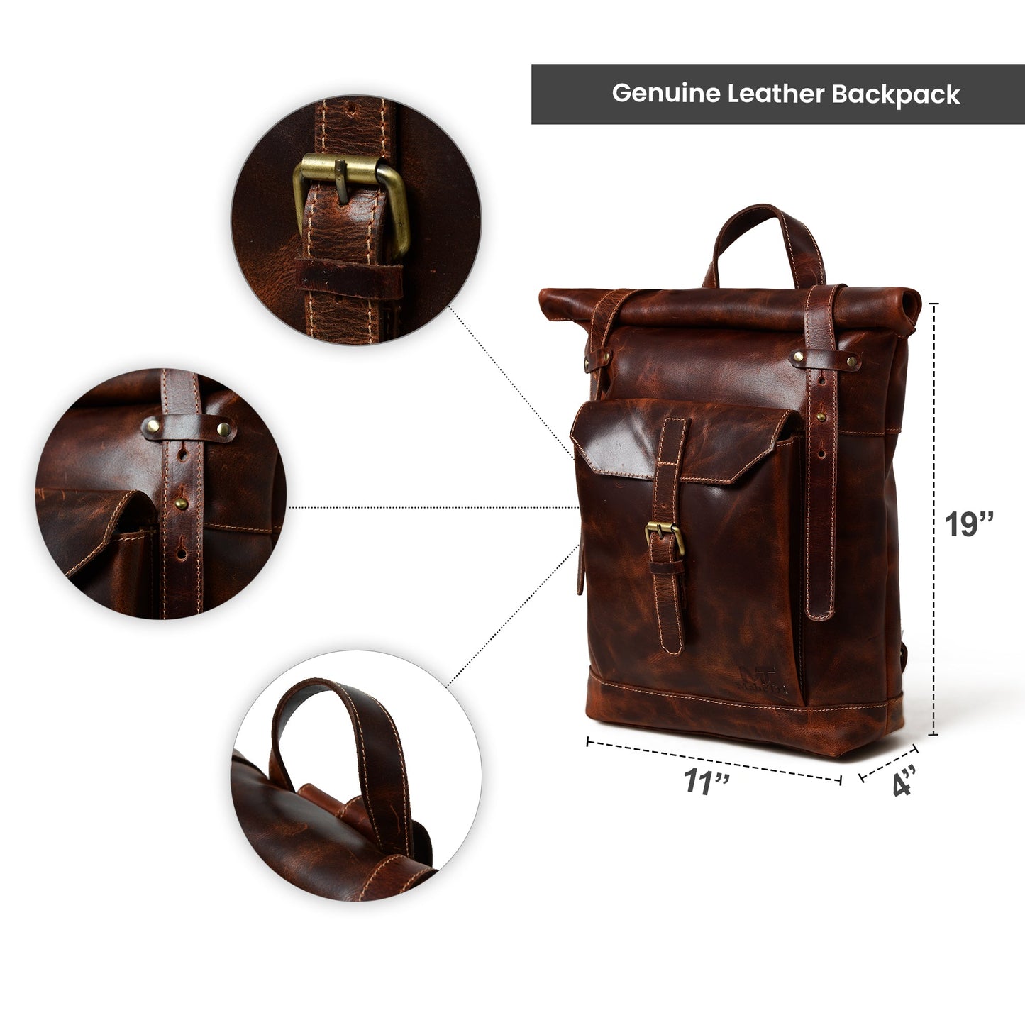 Brown Saddleback Backpack- Roll Top - The Tool Store