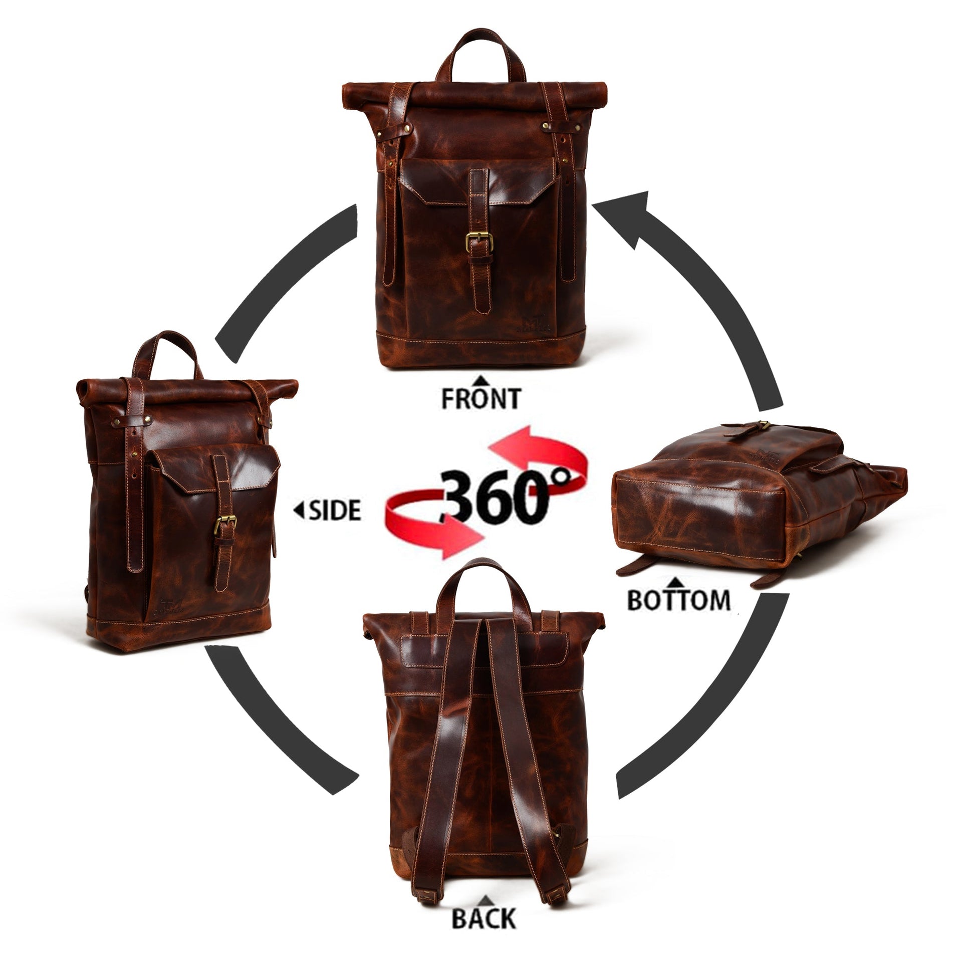Brown Saddleback Backpack- Roll Top - The Tool Store