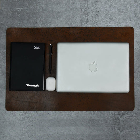 Espresso Elegance Leather Desk Mat + Mouse Pad - The Tool Store