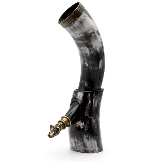 Curved Drinking Horn Bundle with Stand & Holster - The Tool Store