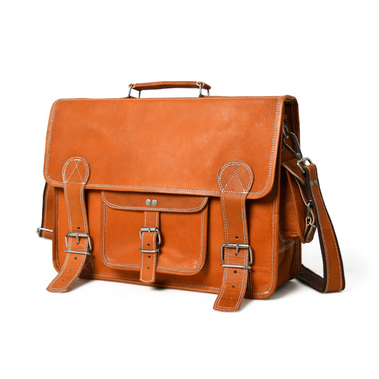 Ginger Grip Leather Briefcase - The Tool Store