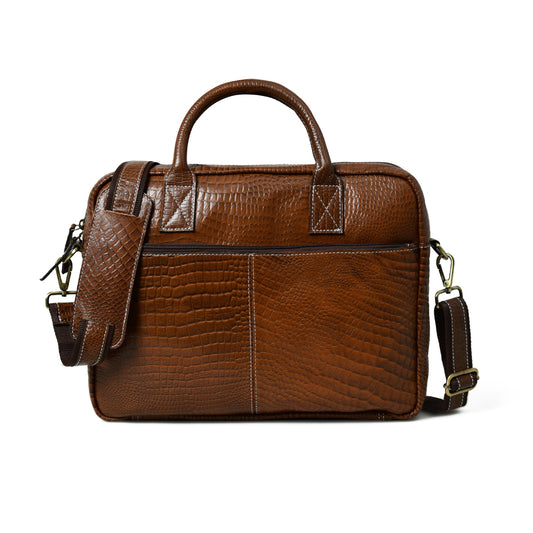 Laurent Leather Briefcase- Brown - The Tool Store