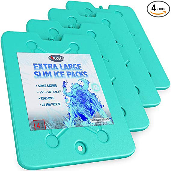 Kona Large Ice Packs for Coolers - Slim Space Saving Design - 25 Minute Freeze Time - The Tool Store