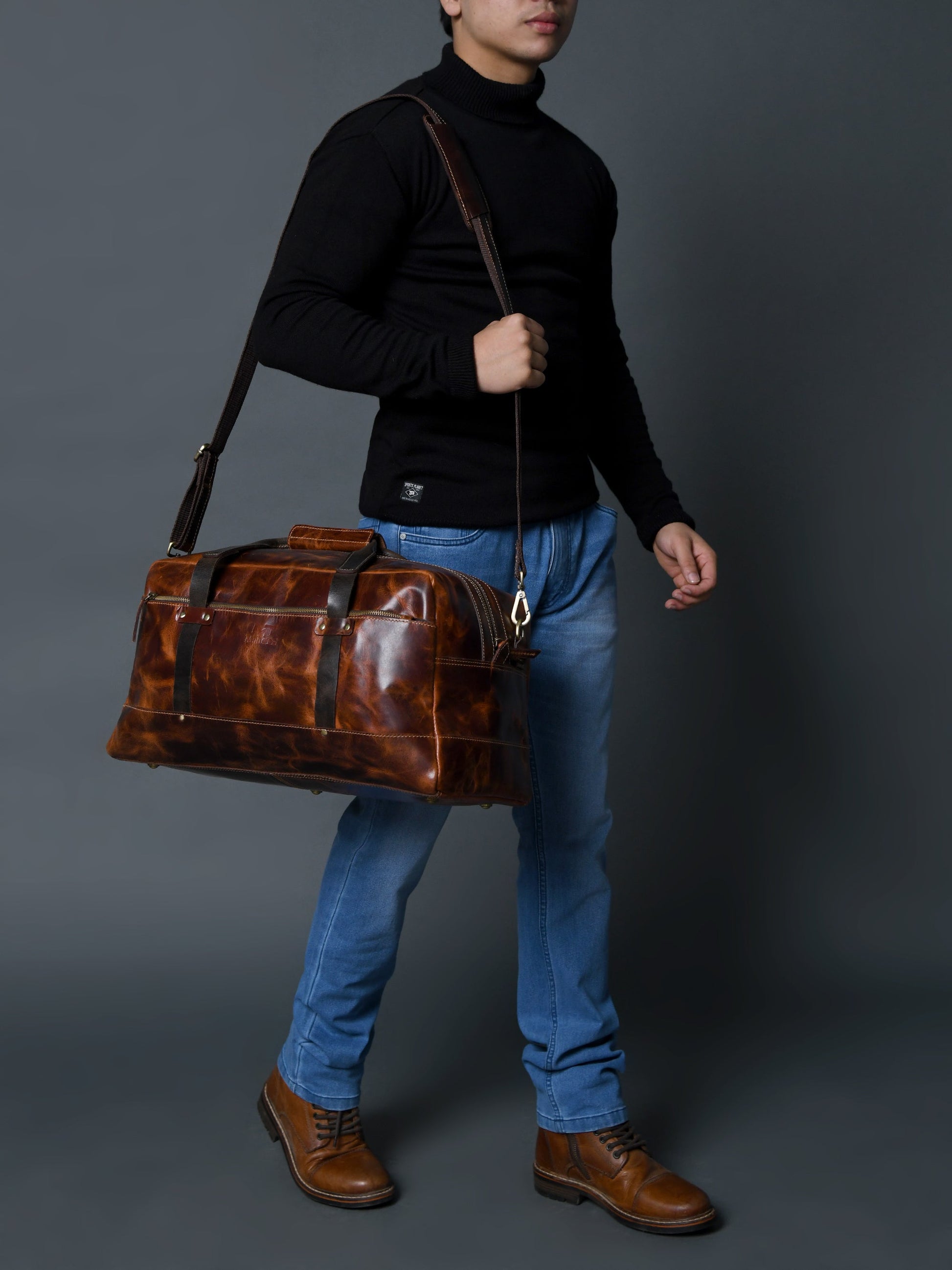 Espresso Elegance Carry on Duffle, Saddle Tan - The Tool Store