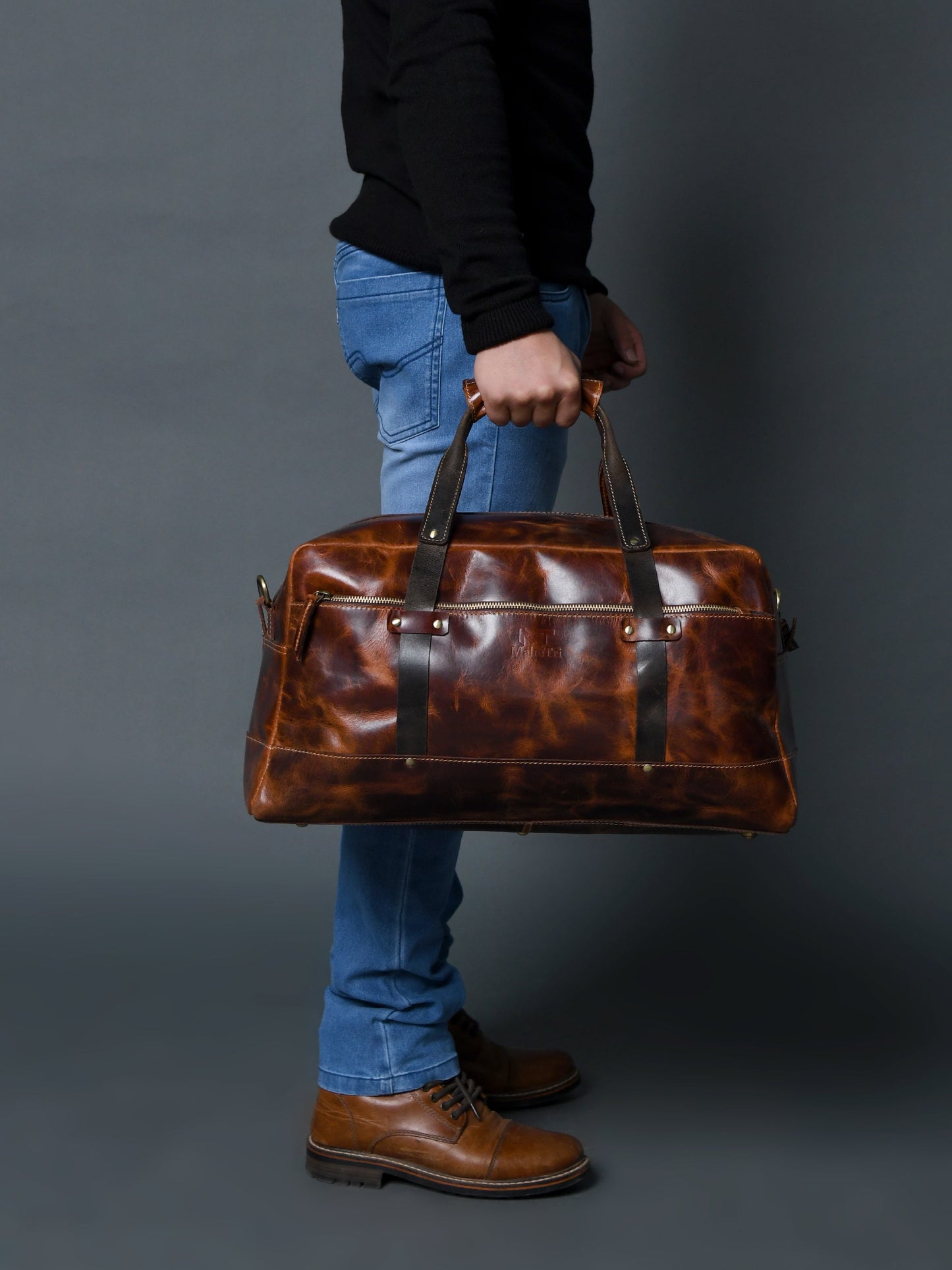 Espresso Elegance Carry on Duffle, Saddle Tan - The Tool Store