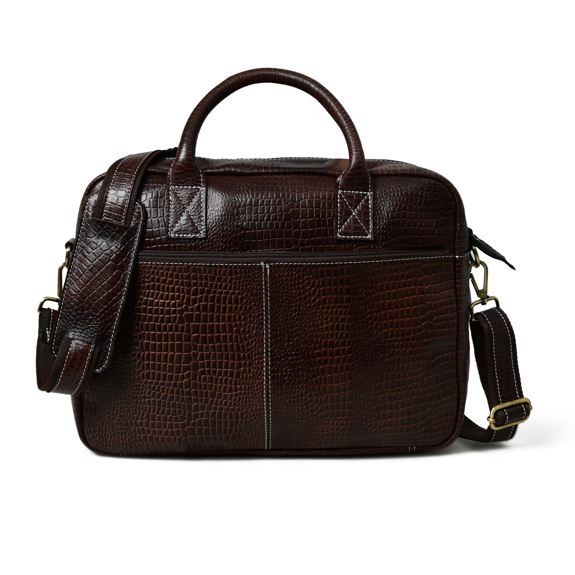 Laurent Leather Briefcase- Dark Brown - The Tool Store