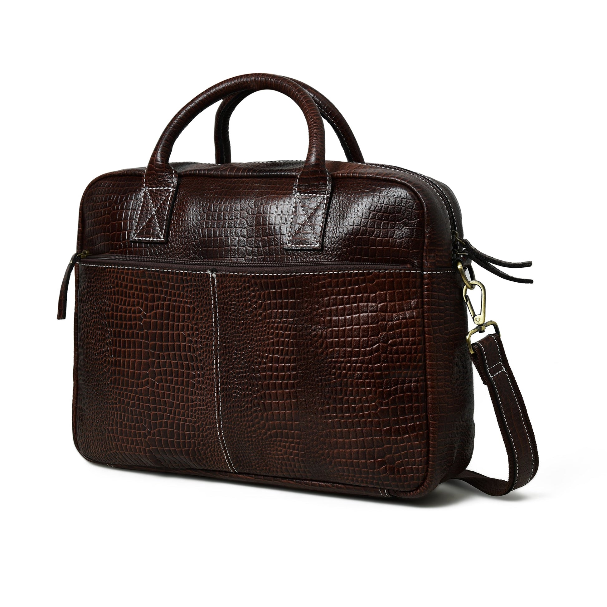 Laurent Leather Briefcase- Dark Brown - The Tool Store