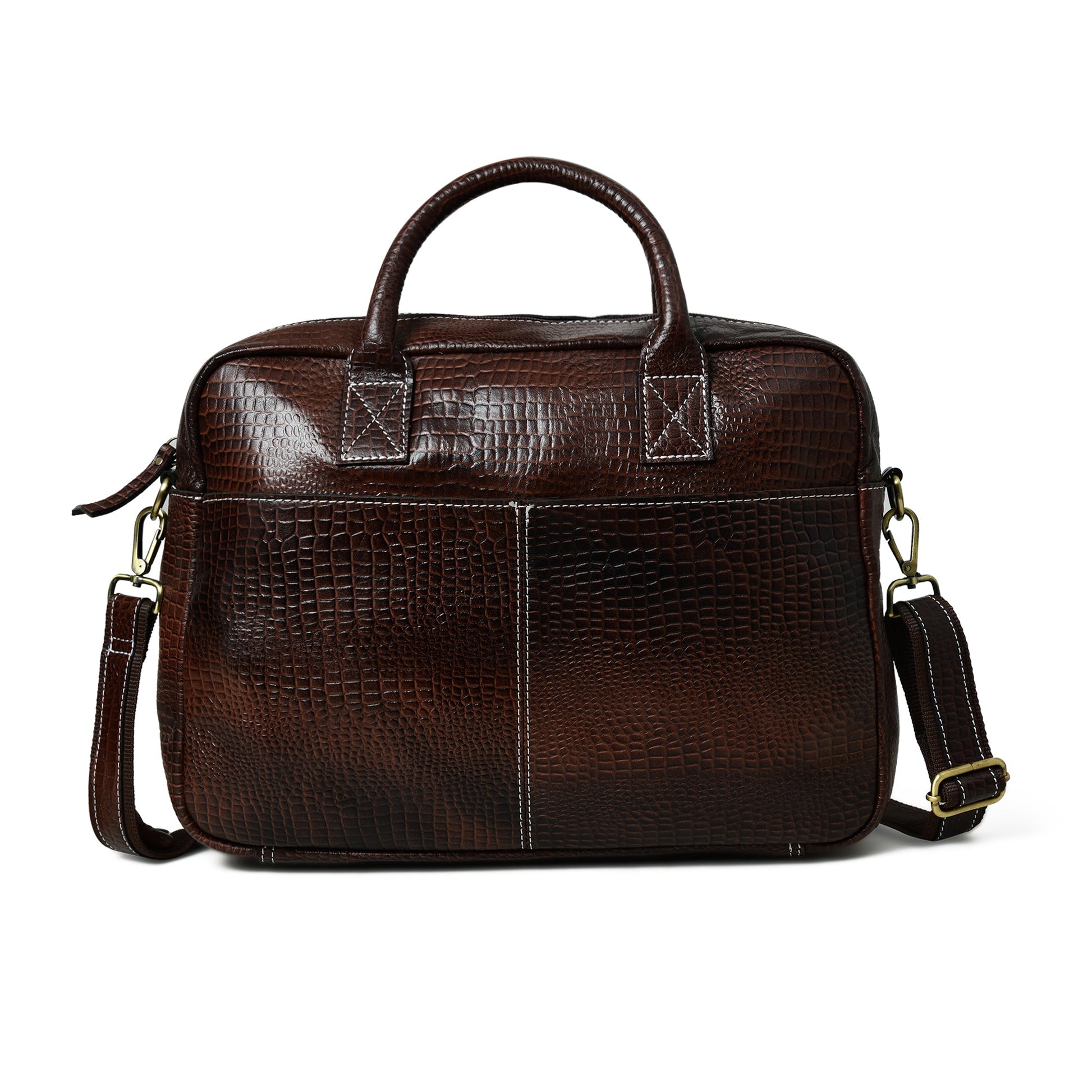 Laurent Leather Briefcase- Dark Brown - The Tool Store