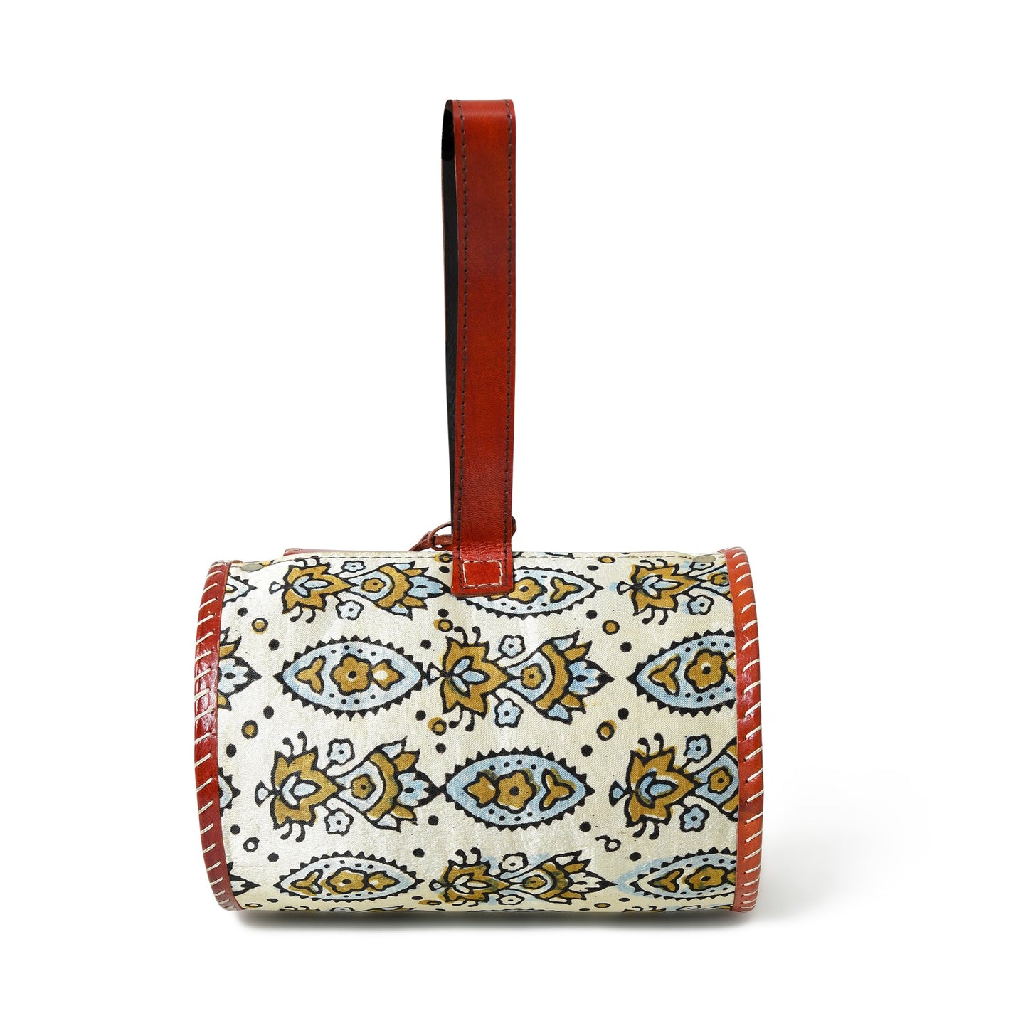 Cylindrical Block Printed Leather Bag - The Tool Store