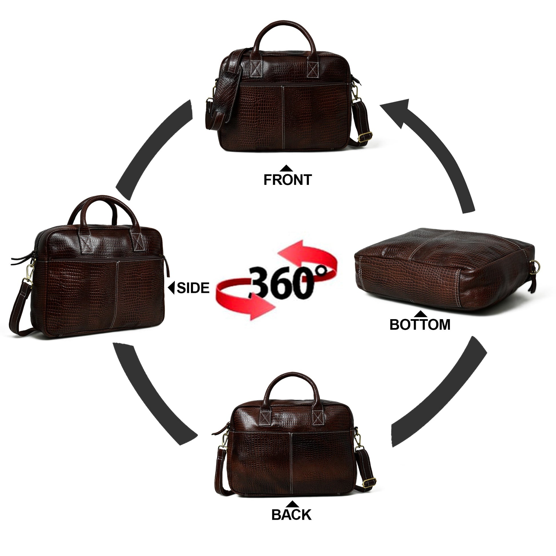 Laurent Leather Briefcase- Dark Brown - The Tool Store